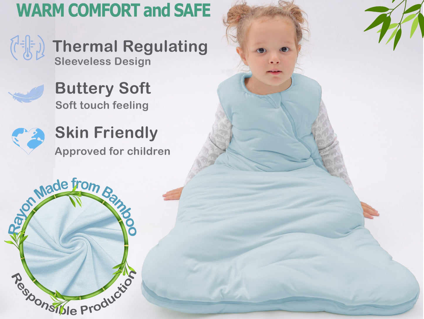 Little Softies 18-36 Months  1.0 TOG Premium Bamboo Baby Sack Sleeping Bag 2-Way YKK Zipper