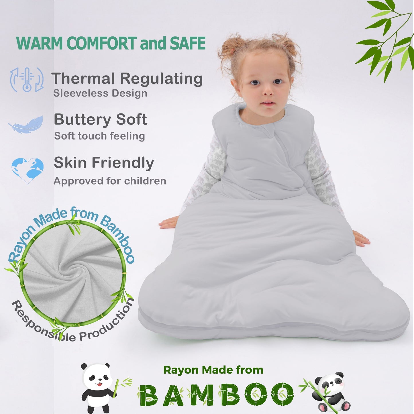 Little Softies 6-18 Month  1.0 TOG Premium Bamboo Baby Sack Sleeping Bag 2-Way YKK Zipper